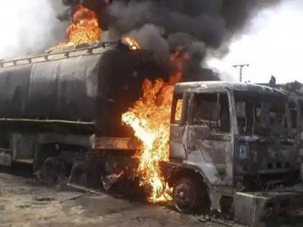 Several houses destroyed as petrol tanker falls, spills content in Oyo